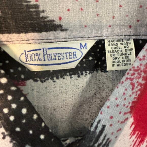 Vtg 70s Polyester Men’s Dress Shirt Long Sleeve Button Front Size M - Picture 4 of 7